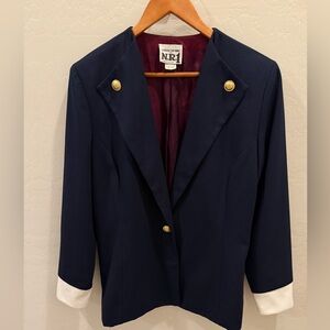 Vintage Sandra Ow-Wing Navy Blazer Size 12
